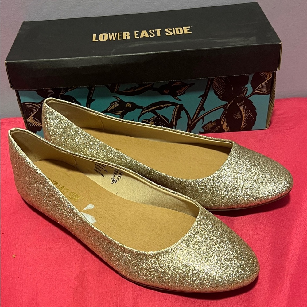 LOWER EAST SIDE Sparkling Gold Women's Flats